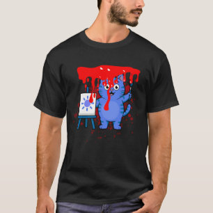 Cute Cat Painting Splash Art T-Shirt