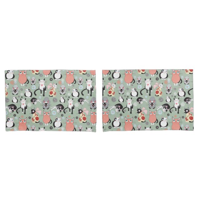 Cute Cat Pair of Pillowcase (Front-Set)