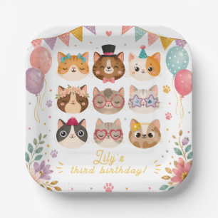 Cute Cat Party Supplies for Kids Purrfect Party Paper Plate