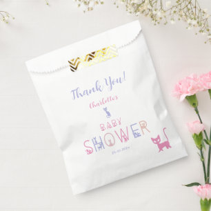Cute Cat Pastel Colour Baby Shower Favour Bags