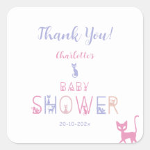 Cute Cat Pastel Colour Baby Shower
