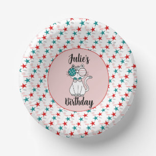 Cute Cat Patriotic Birthday Sprinkles Party Paper Plate
