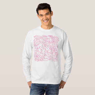 Cute Cat Patten with ASL ILY sign - ASL Design T-Shirt