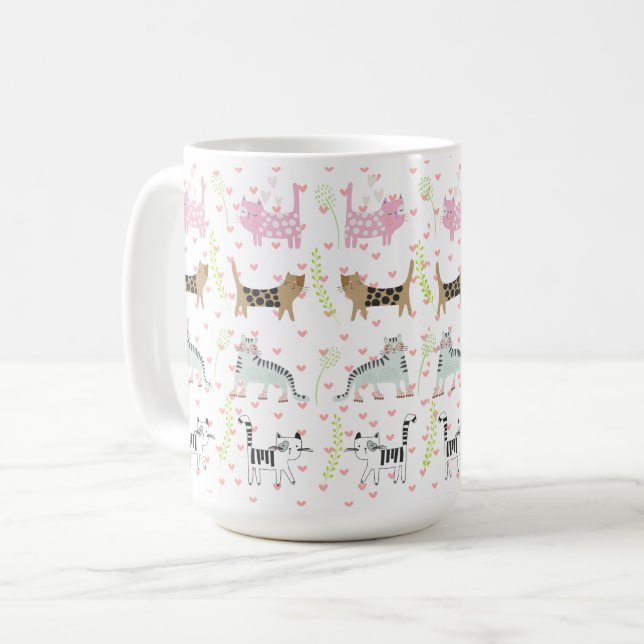 Cute Cat Pattern #4 Coffee Mug (Front Left)