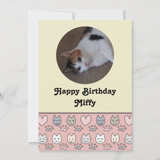 Cute Cat Pattern Birthday Card (Front)