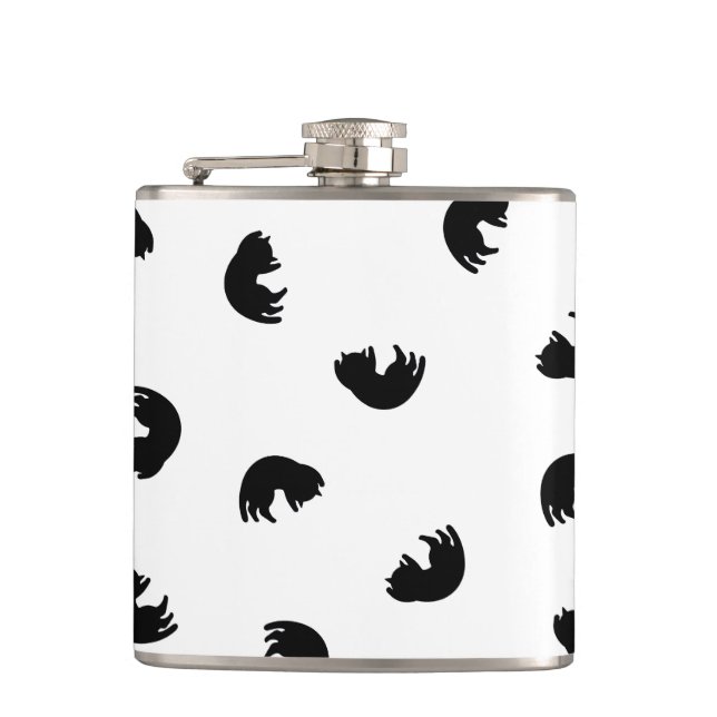 CUTE Cat Pattern Black and White Hip Flask (Front)