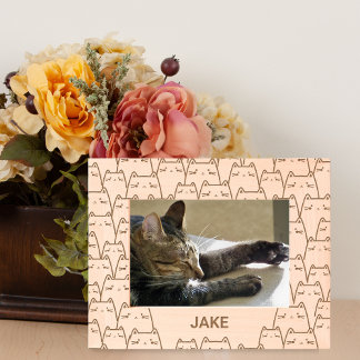 Cute Cat Pattern Custom Name Etched Frames