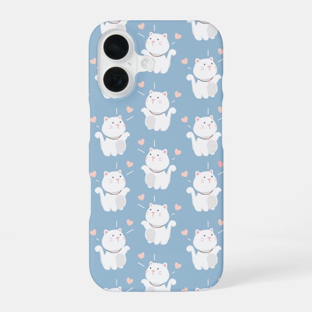 Cute cat pattern design iPhone 16 case (Back)