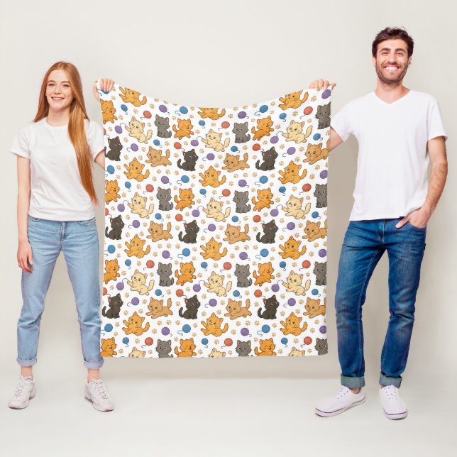 Cute Cat Pattern Fleece Blanket (In Situ)