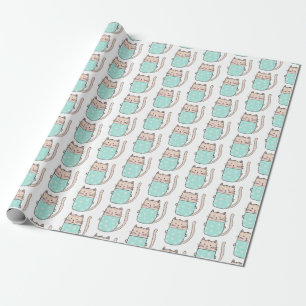 Cute Cat Pattern Girls Birthday Wrapping Paper