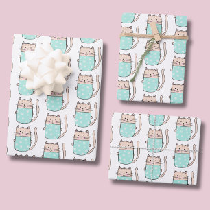 Cute Cat Pattern Kids Wrapping Paper Sheet
