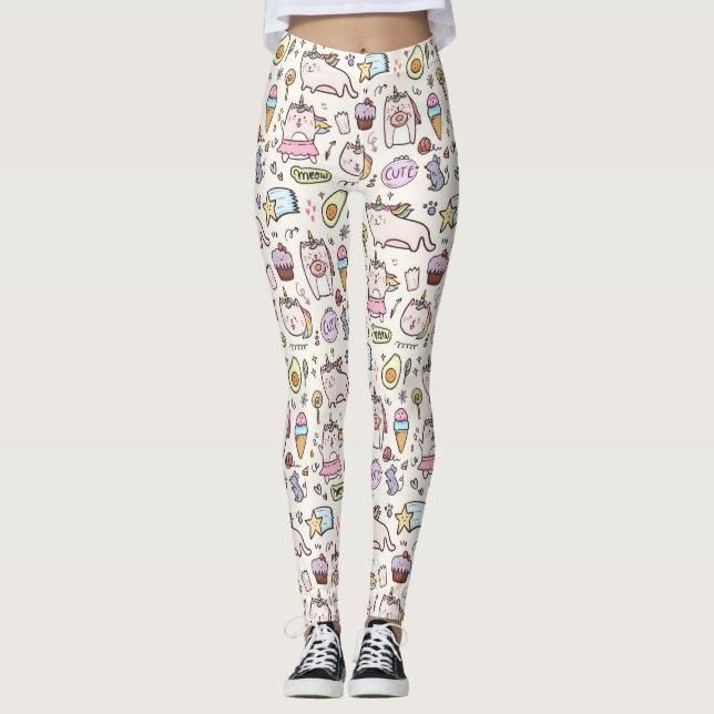 Cute Cat Pattern Leggings (Front)