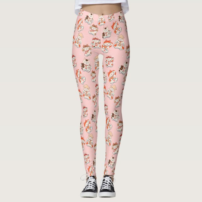 Cute Cat Pattern Leggings (Front)