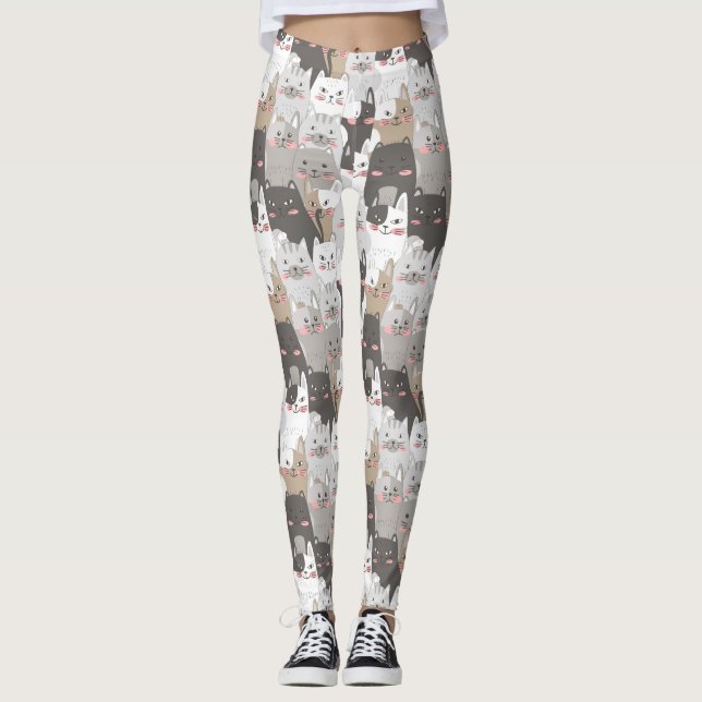 Cute Cat Pattern Leggings (Front)