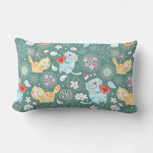 Cute Cat Pattern Lumbar Cushion