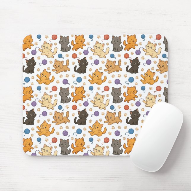 Cute Cat Pattern Mouse Mat (With Mouse)