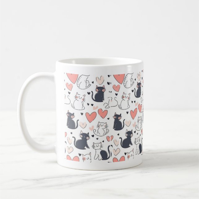 Cute Cat Pattern Mug (Left)