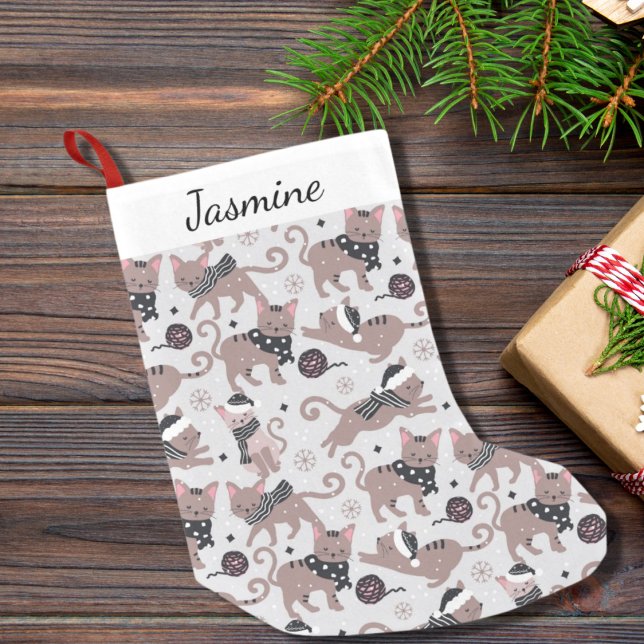 Cute Cat Pattern Name Christmas Stocking (Creator Uploaded)