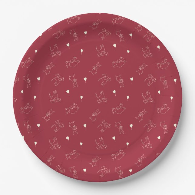Cute Cat Pattern Paper Plate (Front)