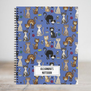 Cute Cat Pattern Personalised Notebook