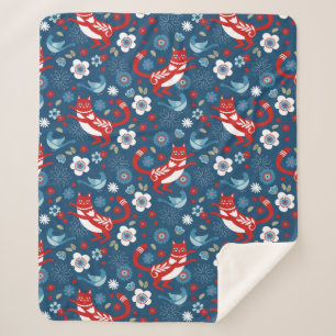 Cute Cat Pattern Sherpa Blanket