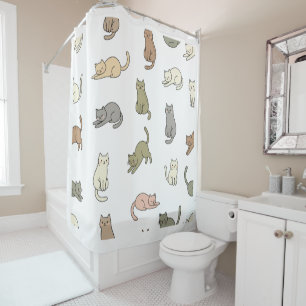 Cute Cat Pattern Shower Curtain