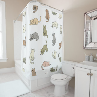Cute Cat Pattern Shower Curtain