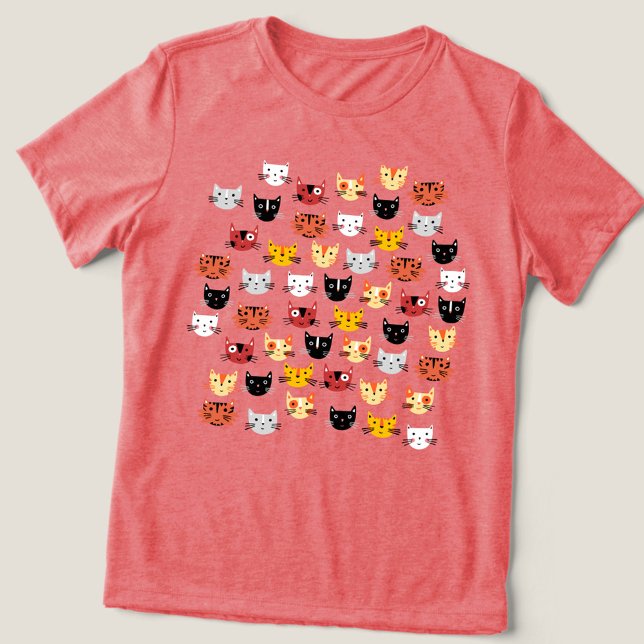 Cute Cat Pattern Tri-Blend Shirt (Fun kitty cat pattern t-shirt)