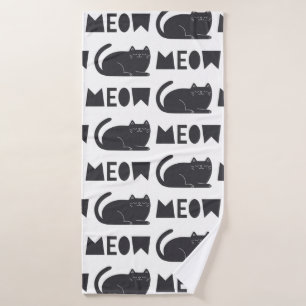 cute cat pattern. Vintage illustration Bath Towel