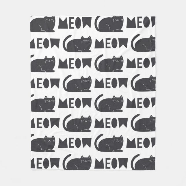 cute cat pattern. Vintage illustration Fleece Blanket (Front)