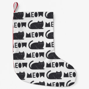 cute cat pattern. Vintage illustration Small Christmas Stocking