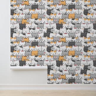 Cute Cat Pattern Wallpaper | Kawaii Cats