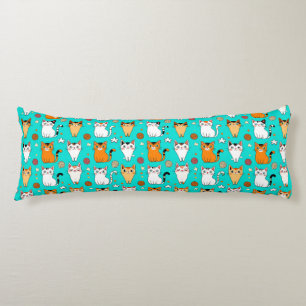 Cute Cat Pattern With Colourful Cats, Yarn Balls Body Cushion