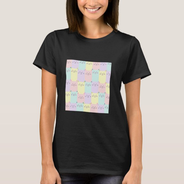Cute cat pattern with pastel T-Shirt (Front)
