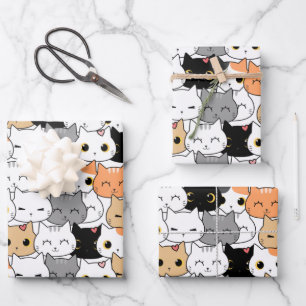 Cute Cat Pattern Wrapping Paper Sheet