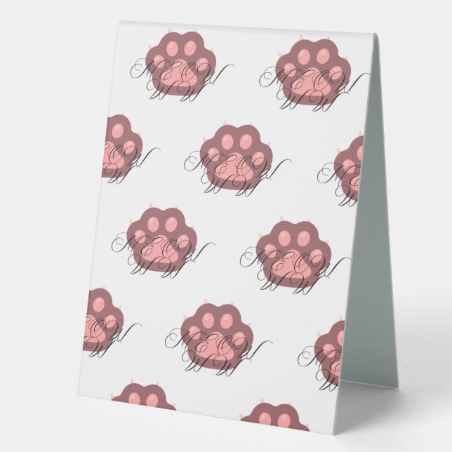  Cute Cat Paw "MEOW" Calligraphy – Adorable Kitty  (Front)