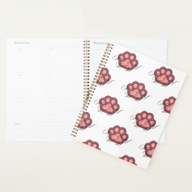  Cute Cat Paw "MEOW" Calligraphy – Adorable Kitty  Planner (Display)