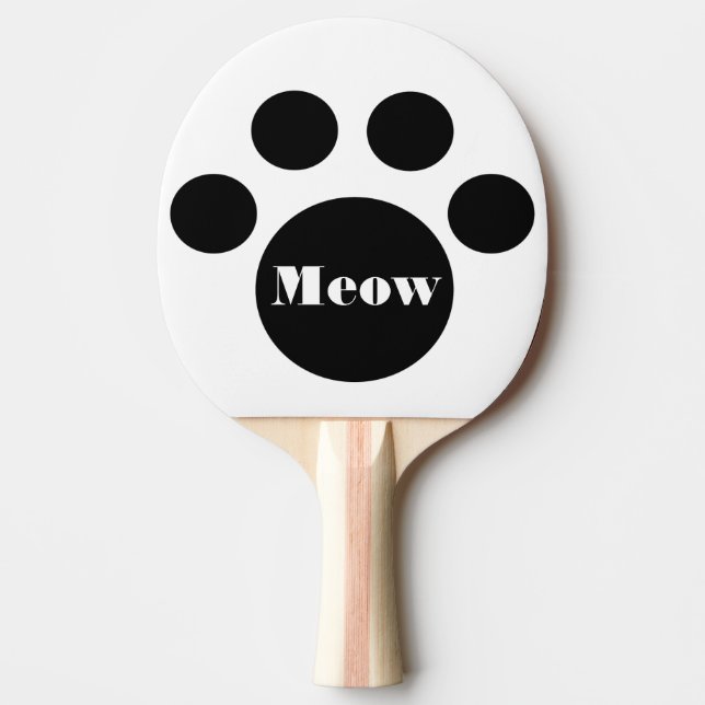 Cute Cat Paw Print Meow Ping Pong Paddle (Front)