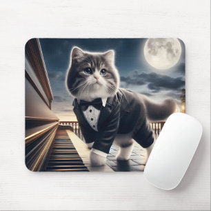 Cute Cat Pawdigy Plays a Moonlight Sonata Mouse Mat