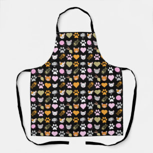 Cute cat pawprint hearts  apron