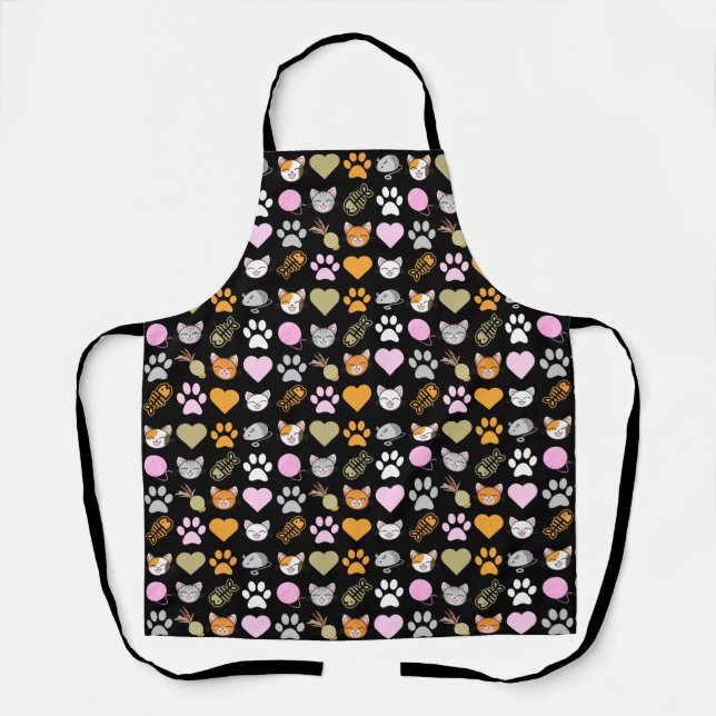 Cute cat pawprint hearts  apron (Front)
