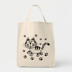 CUTE CAT PAWS GROCERY TOTE BAG