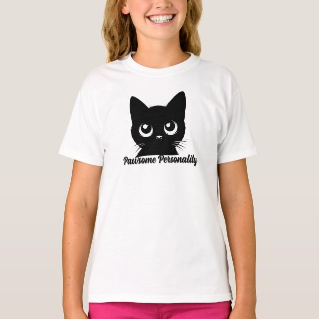 Cute Cat Pawsome Personality T-Shirt (Front)