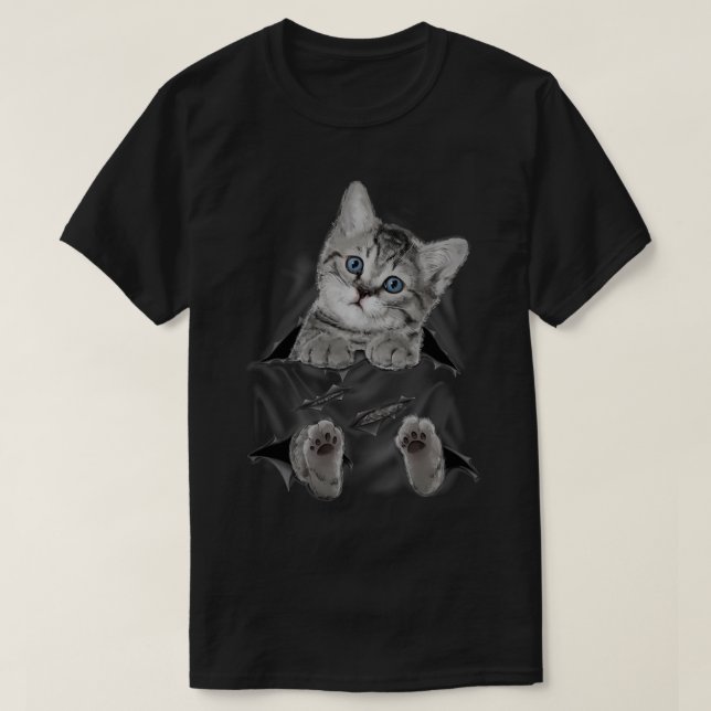 Cute Cat Peeking Out Hanging Funny Gift for Kitty  T-Shirt (Design Front)