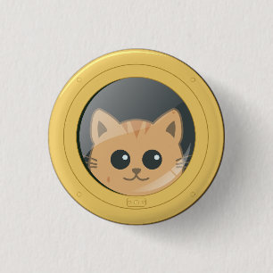 Cute Cat Peeking Through Boat Porthole Window 3 Cm Round Badge