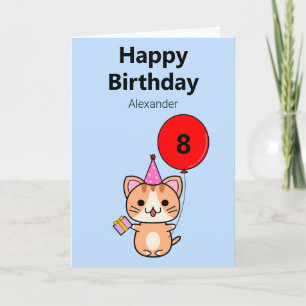 Cute Cat Personalised Birthday Card