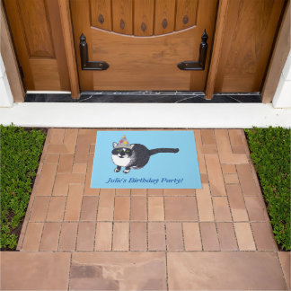 Cute Cat Personalised Birthday Party Doormats