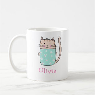 Cute Cat Personalised Custom Name Coffee Mug