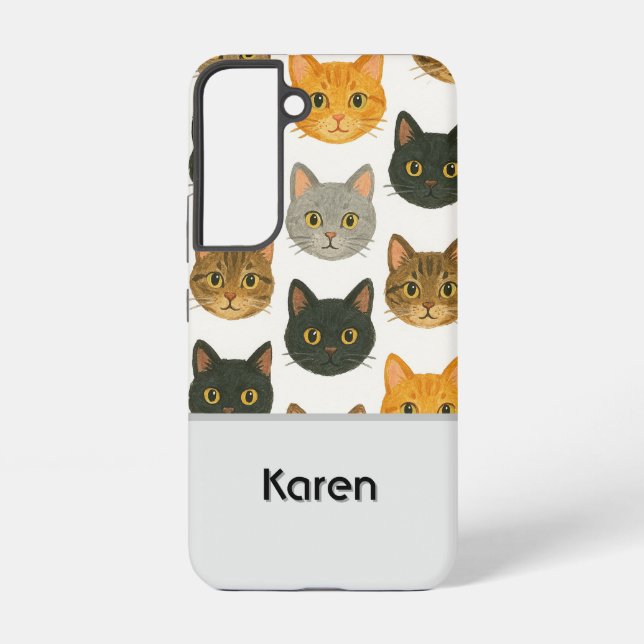 Cute cat personalised  samsung galaxy s22 case (Back)