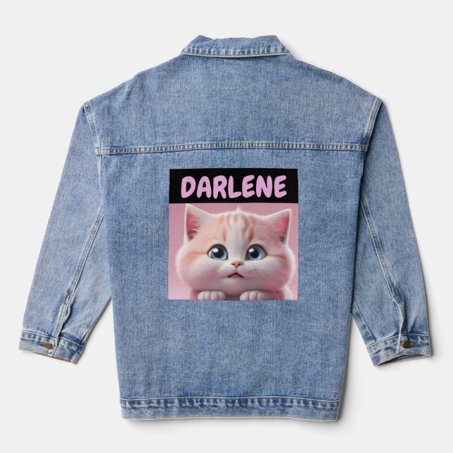 CUTE CAT PERSONALIZED Denim Jean Jacket (Back)